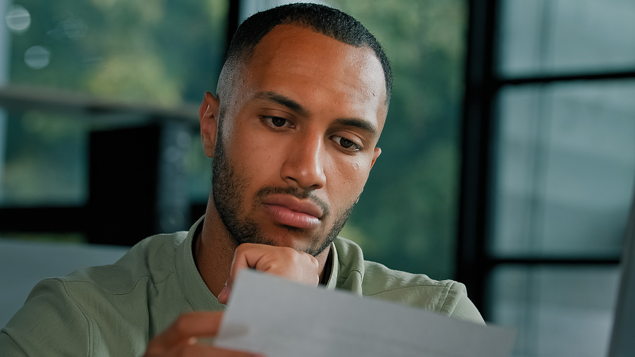 Calm African Latin Guy Man Student Entrepreneur Open Envelope